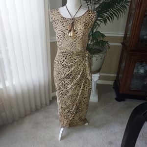 SILK CLUB TWO PIECE LEOPARD DESIGN PRINT SHORT SLEEVE WRAP AROUND SKIRT SET